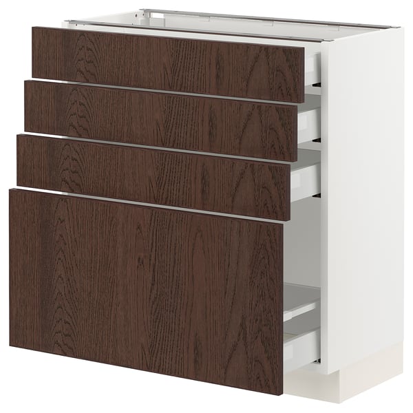 SEKTION / MAXIMERA Armoire inférieure 4 tiroirs, blanc/Sinarp brun, 30x15x30 "