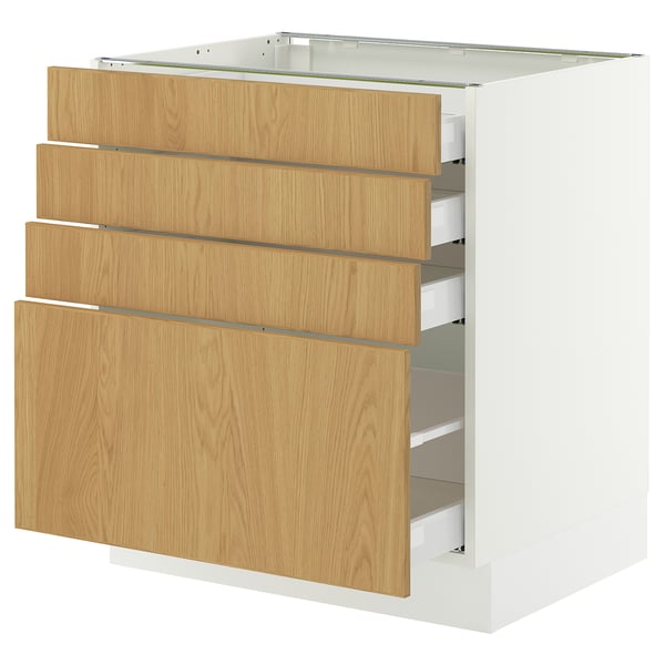 SEKTION / MAXIMERA Armoire inférieure 4 tiroirs, blanc/Sinarp chêne plaqué, 30x24x30 "