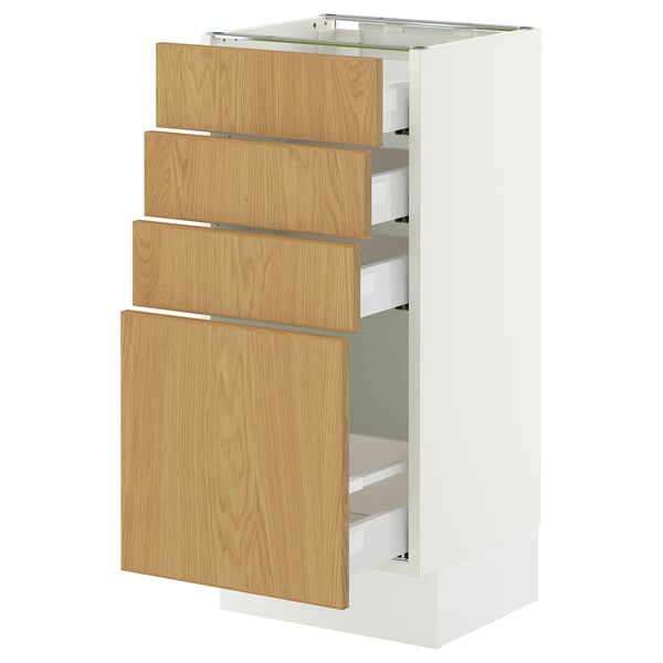 SEKTION / MAXIMERA Armoire inférieure 4 tiroirs, blanc/Sinarp chêne plaqué, 15x15x30 "