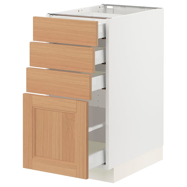 SEKTION / MAXIMERA Armoire inférieure 4 tiroirs, blanc/Vedhamn chêne, 15x24x30 "