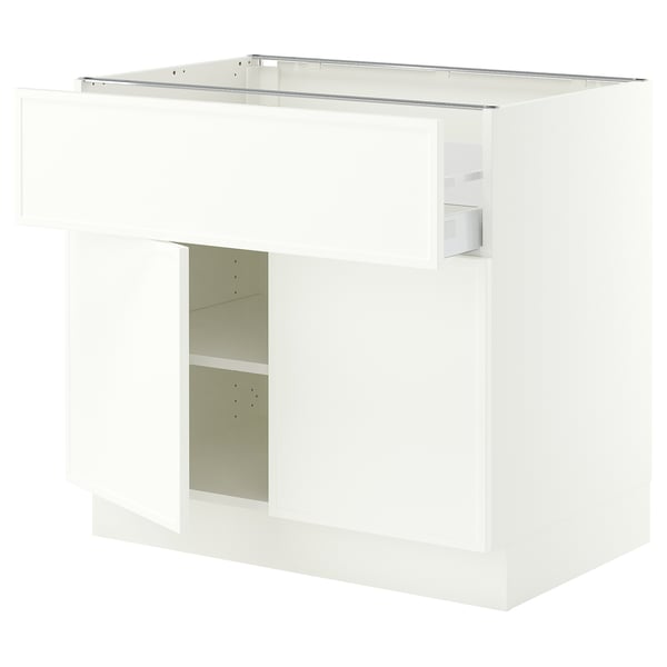 SEKTION / MAXIMERA Armoire inférieure av tir/2 prtes, blanc/Aspudden blanc mat, 36x24x30 "