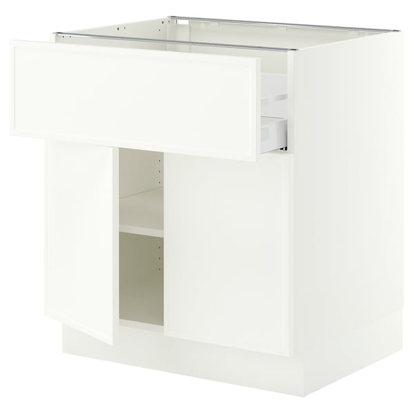 SEKTION / MAXIMERA Armoire inférieure av tir/2 prtes, blanc/Aspudden blanc mat, 30x24x30 "