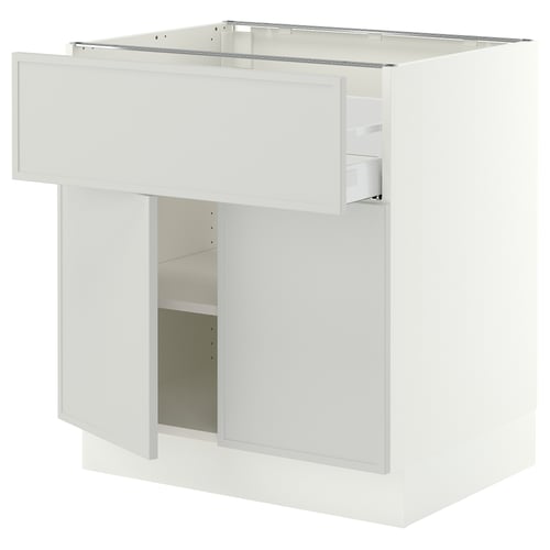 SEKTION / MAXIMERA Armoire inférieure av tir/2 prtes, blanc/Aspudden gris clair, 30x24x30 "