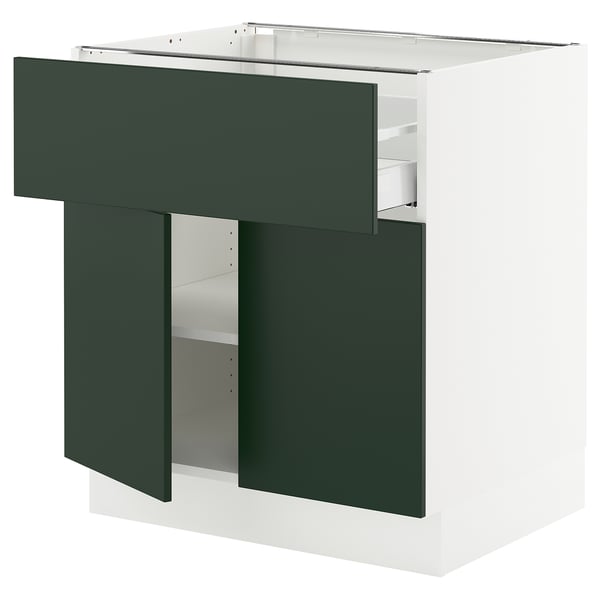 SEKTION / MAXIMERA Armoire inférieure av tir/2 prtes, blanc/Havstorp vert profond, 30x24x30 "