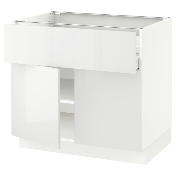 SEKTION / MAXIMERA Armoire inférieure av tir/2 prtes, blanc/Ringhult blanc, 36x24x30 "