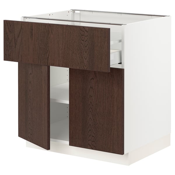 SEKTION / MAXIMERA Armoire inférieure av tir/2 prtes, blanc/Sinarp brun, 30x24x30 "