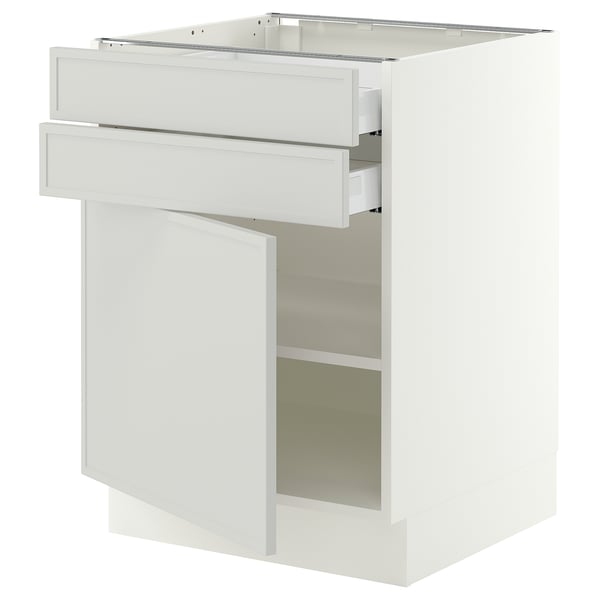 SEKTION / MAXIMERA Armoire inférieure pte/2 tir, blanc/Aspudden gris clair, 24x24x30 "