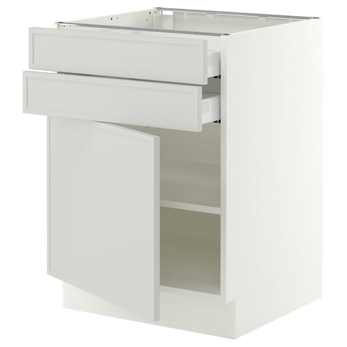 SEKTION / MAXIMERA Armoire inférieure pte/2 tir, blanc/Aspudden gris clair, 24x24x30 "