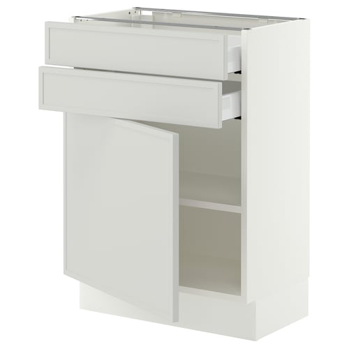SEKTION / MAXIMERA Armoire inférieure pte/2 tir, blanc/Aspudden gris clair, 24x15x30 "