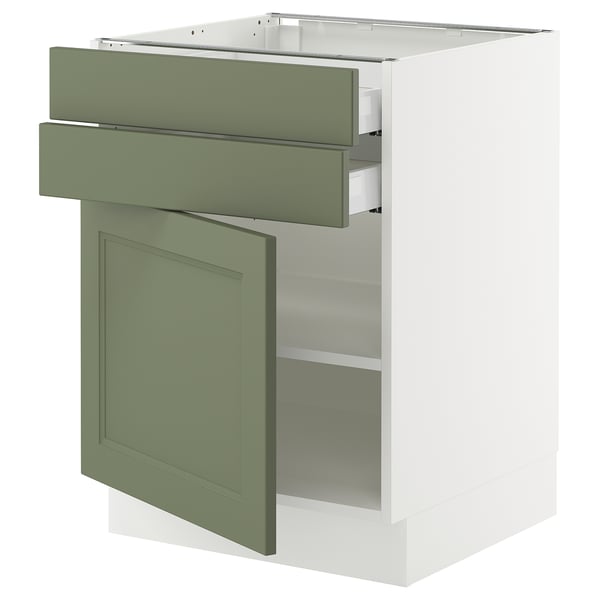 SEKTION / MAXIMERA Armoire inférieure pte/2 tir, blanc/Axstad gris-vert, 24x24x30 "