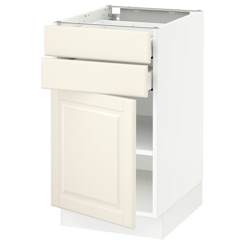 SEKTION / MAXIMERA Armoire inférieure pte/2 tir, blanc/Bodbyn blanc cassé, 18x24x30 "