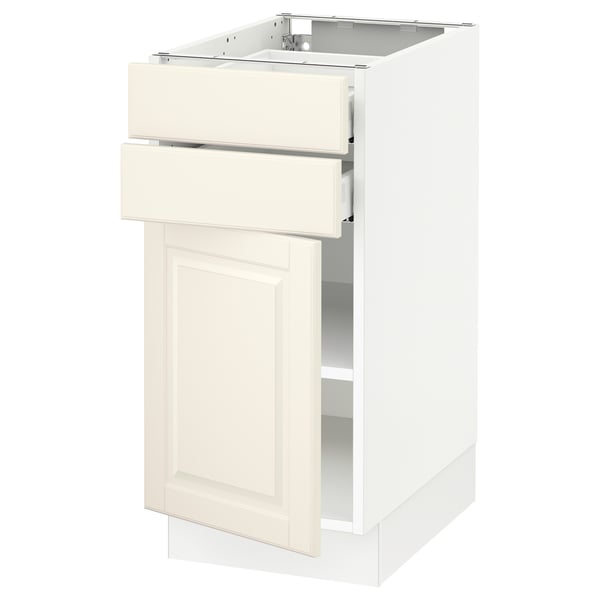 SEKTION / MAXIMERA Armoire inférieure pte/2 tir, blanc/Bodbyn blanc cassé, 15x24x30 "