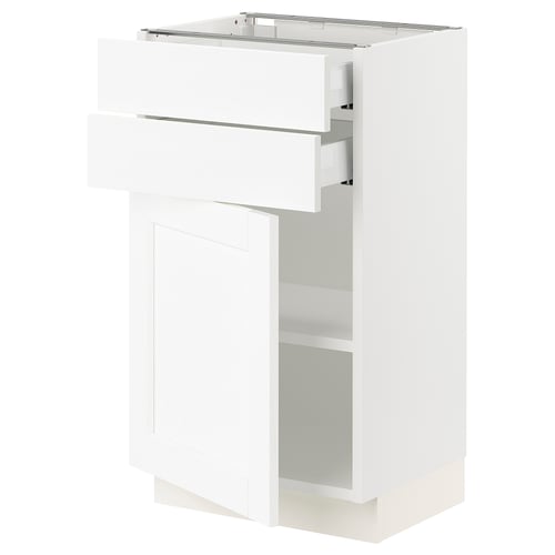 SEKTION / MAXIMERA Armoire inférieure pte/2 tir, blanc Enköping/blanc effet bois, 18x15x30 "