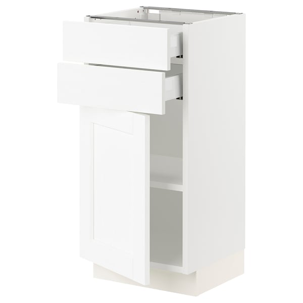 SEKTION / MAXIMERA Armoire inférieure pte/2 tir, blanc Enköping/blanc effet bois, 15x15x30 "