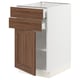 SEKTION / MAXIMERA Armoire inférieure pte/2 tir, blanc Enköping/brun effet noyer, 18x24x30 "