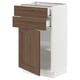 SEKTION / MAXIMERA Armoire inférieure pte/2 tir, blanc Enköping/brun effet noyer, 18x15x30 "
