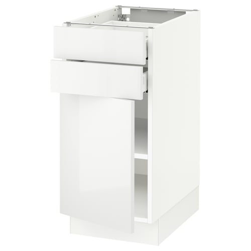 SEKTION / MAXIMERA Armoire inférieure pte/2 tir, blanc/Ringhult blanc, 15x24x30 "