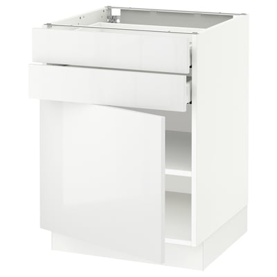 SEKTION / MAXIMERA Armoire inférieure pte/2 tir, blanc/Ringhult blanc, 24x24x30 "