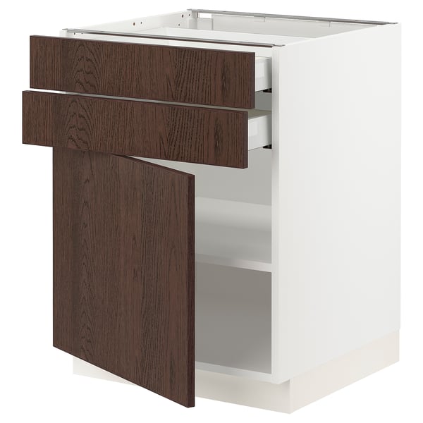 SEKTION / MAXIMERA Armoire inférieure pte/2 tir, blanc/Sinarp brun, 24x24x30 "