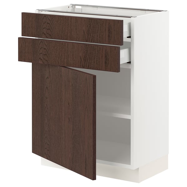SEKTION / MAXIMERA Armoire inférieure pte/2 tir, blanc/Sinarp brun, 24x15x30 "