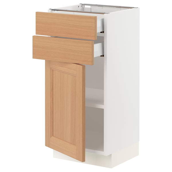SEKTION / MAXIMERA Armoire inférieure pte/2 tir, blanc/Vedhamn chêne, 15x15x30 "