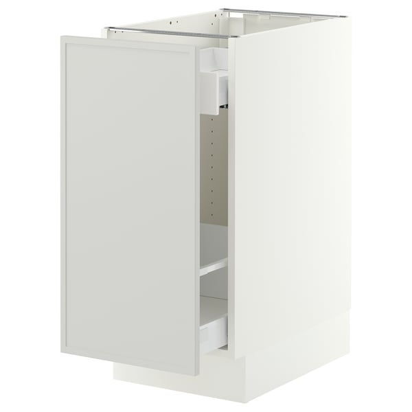 SEKTION / MAXIMERA Armoire inférieure rang coulissant, blanc/Aspudden gris clair, 15x24x30 "