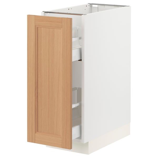 SEKTION / MAXIMERA Armoire inférieure rang coulissant, blanc/Vedhamn chêne, 12x24x30 "