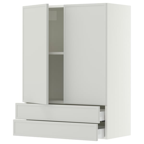 SEKTION / MAXIMERA Armoire murale 2portes/2tiroirs, blanc/Aspudden gris clair, 30x15x40 "
