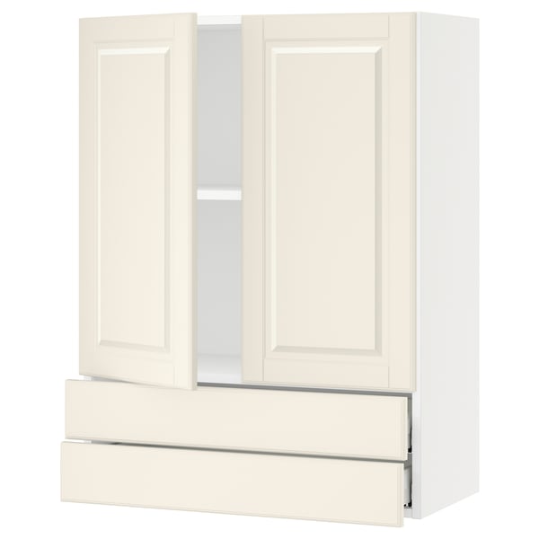 SEKTION / MAXIMERA Armoire murale 2portes/2tiroirs, blanc/Bodbyn blanc cassé, 30x15x40 "