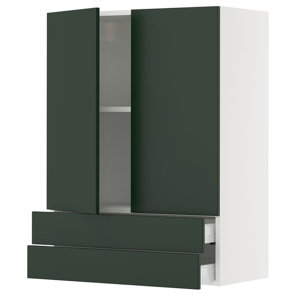 SEKTION / MAXIMERA Armoire murale 2portes/2tiroirs, blanc/Havstorp vert profond, 30x15x40 "