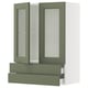 SEKTION / MAXIMERA Armoire murale+2ptes vitrées/2tir, blanc/Axstad gris-vert, 30x15x40 "