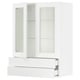 SEKTION / MAXIMERA Armoire murale+2ptes vitrées/2tir, blanc Enköping/blanc effet bois, 30x15x40 "