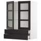 SEKTION / MAXIMERA Armoire murale+2ptes vitrées/2tir, blanc/Lerhyttan teinté noir, 30x15x40 "