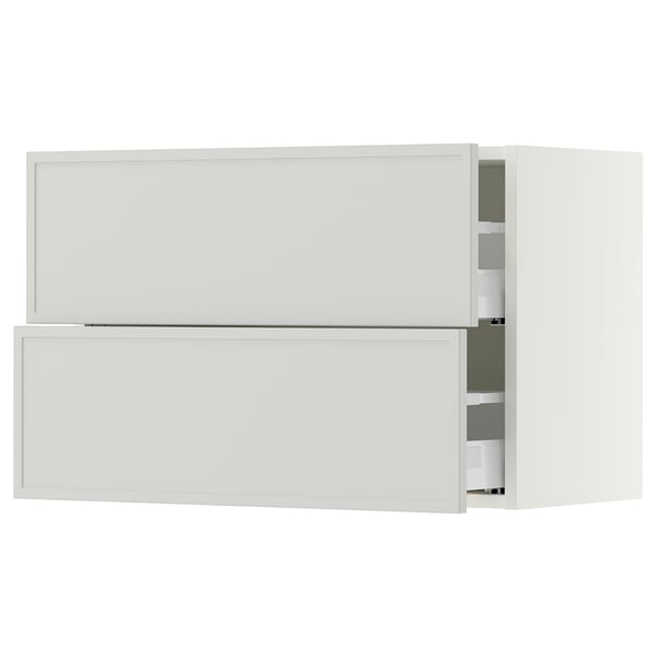 SEKTION / MAXIMERA Armoire murale à 2 tiroirs, blanc/Aspudden gris clair, 30x15x20 "