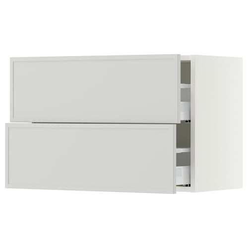 SEKTION / MAXIMERA Armoire murale à 2 tiroirs, blanc/Aspudden gris clair, 30x15x20 "