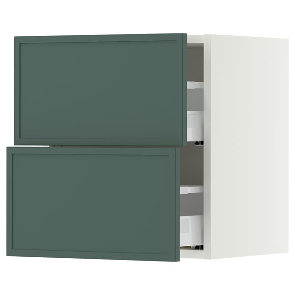 SEKTION / MAXIMERA Armoire murale à 2 tiroirs, blanc/Aspudden gris-vert foncé, 18x15x20 "