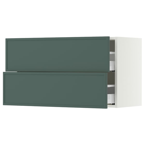 SEKTION / MAXIMERA Armoire murale à 2 tiroirs, blanc/Aspudden gris-vert foncé, 36x15x20 "