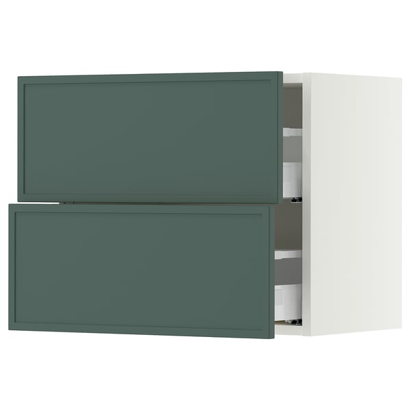 SEKTION / MAXIMERA Armoire murale à 2 tiroirs, blanc/Aspudden gris-vert foncé, 24x15x20 "