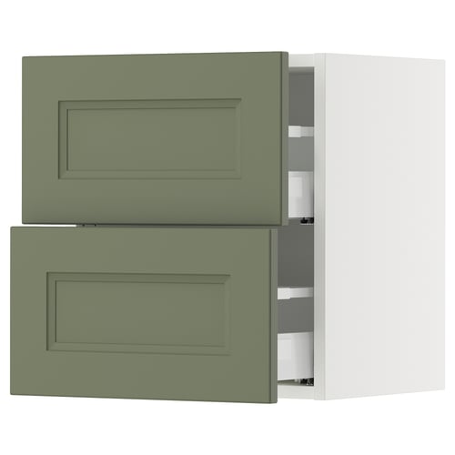 SEKTION / MAXIMERA Armoire murale à 2 tiroirs, blanc/Axstad gris-vert, 18x15x20 "