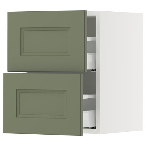 SEKTION / MAXIMERA Armoire murale à 2 tiroirs, blanc/Axstad gris-vert, 15x15x20 "