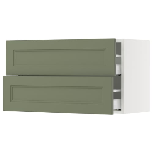 SEKTION / MAXIMERA Armoire murale à 2 tiroirs, blanc/Axstad gris-vert, 36x15x20 "