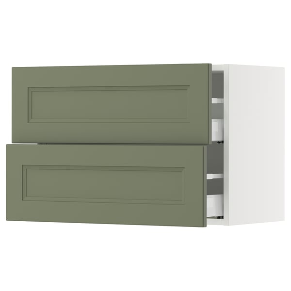 SEKTION / MAXIMERA Armoire murale à 2 tiroirs, blanc/Axstad gris-vert, 30x15x20 "