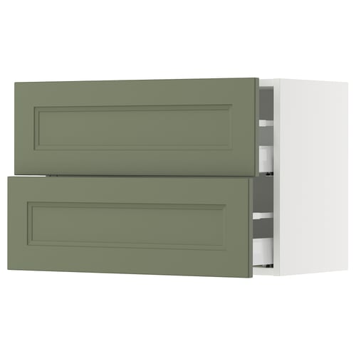 SEKTION / MAXIMERA Armoire murale à 2 tiroirs, blanc/Axstad gris-vert, 30x15x20 "
