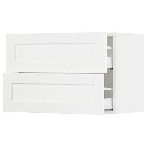 SEKTION / MAXIMERA Armoire murale à 2 tiroirs, blanc Enköping/blanc effet bois, 30x15x20 "