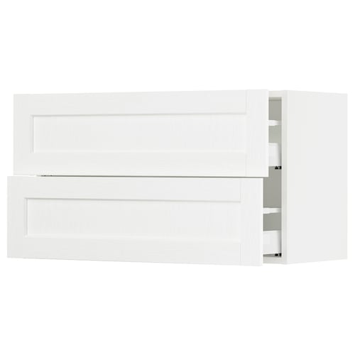 SEKTION / MAXIMERA Armoire murale à 2 tiroirs, blanc Enköping/blanc effet bois, 36x15x20 "