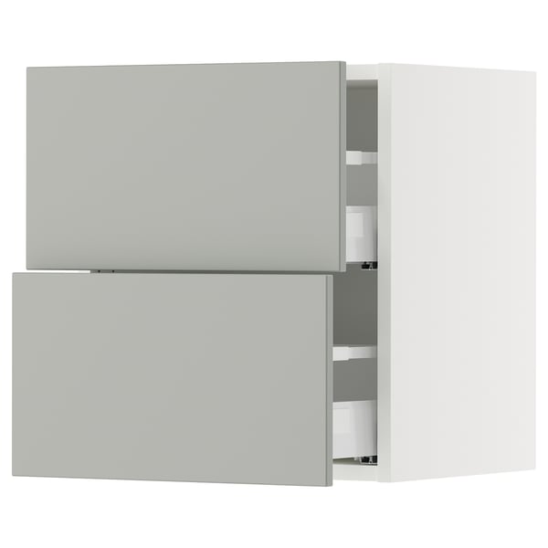 SEKTION / MAXIMERA Armoire murale à 2 tiroirs, blanc/Havstorp gris clair, 18x15x20 "