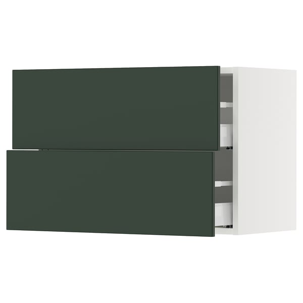 SEKTION / MAXIMERA Armoire murale à 2 tiroirs, blanc/Havstorp vert profond, 30x15x20 "