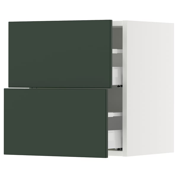 SEKTION / MAXIMERA Armoire murale à 2 tiroirs, blanc/Havstorp vert profond, 18x15x20 "