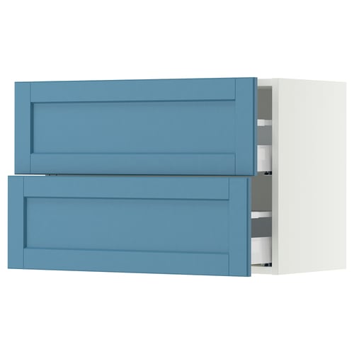 SEKTION / MAXIMERA Armoire murale à 2 tiroirs, blanc/Lerhyttan bleu, 30x15x20 "