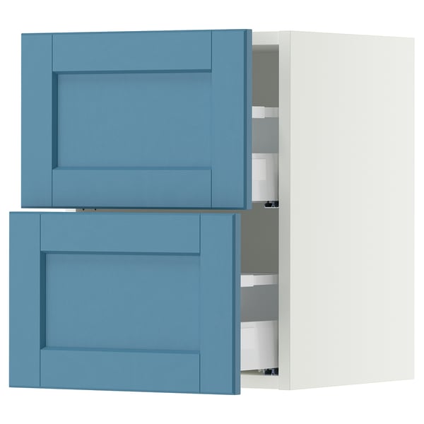 SEKTION / MAXIMERA Armoire murale à 2 tiroirs, blanc/Lerhyttan bleu, 15x15x20 "